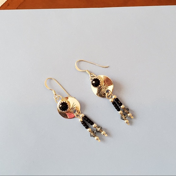 Sterling SW Onyx Dangle Artsian Earrings C. Issacs - Picture 5 of 10